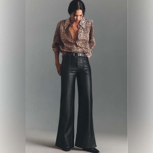 Anthropologie Pants - ❤️‍🔥Firm Price❤️‍🔥The Rylan faux leather relaxed high rise pants by Pilcro